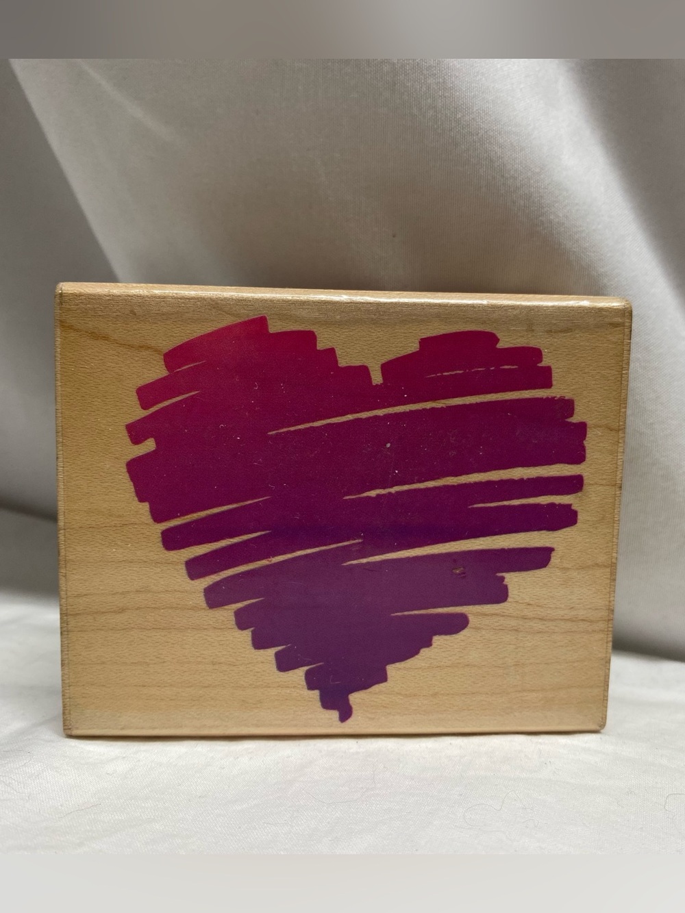 34* Vintage Posh Impressions Wood Mounted Rubber Stamp Sketch of My Heart vntg